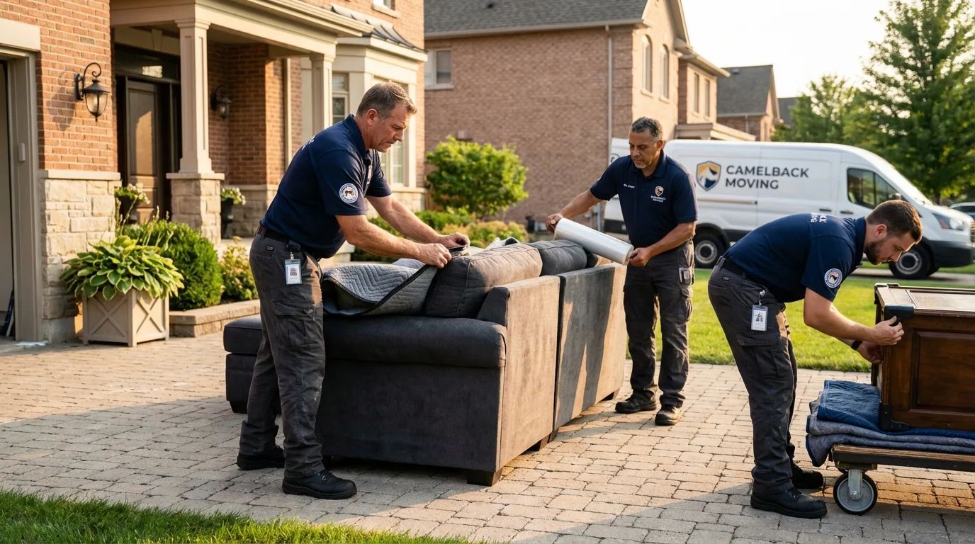 Large estate moving crew wrapping furniture in Broadview, IL